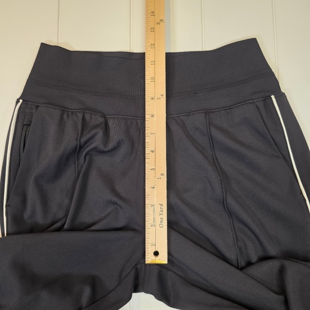 Athleta Size S Tall Venice High Rise Track Stripe Pants Black Wide Leg 854424-00 - Picture 11 of 13